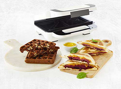 Tefal SW701110 Snack XL Appareil à croques et à gaufres, 850W, Plaques amovibles extra profondes et larges, Multifonction, Gaufres, Croques, Chauffe rapide, Revêtement antiadhésif, Blanc/Silver