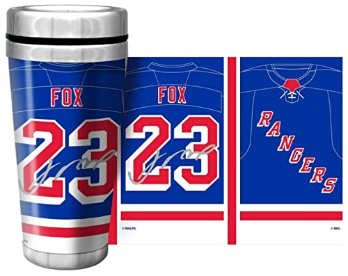 Adam Fox New York Rangers Trikot-Wickel, 473 ml, leistungsstarker Reisebecher mit Autogramm Cover