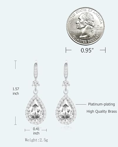 Diamond Dangle Earrings for Women Silver/Gold Plated Crystal Rhinestone Birthstone Drop Dangling Teardrop Earring Set Wedding Costume Jewelry Gift for Women3