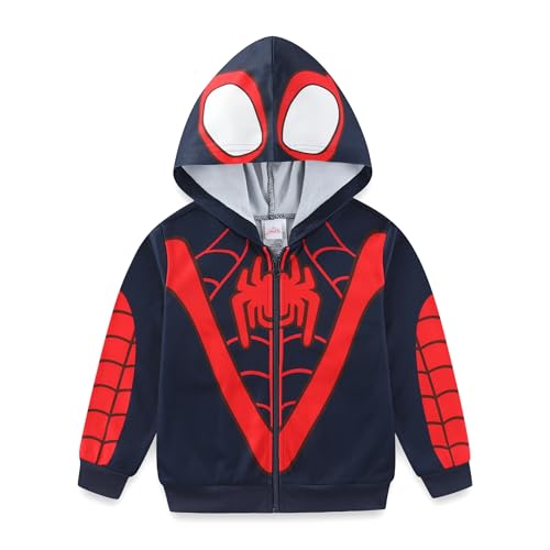 Marvel Spidey and His Amazing Friends Miles Morales Boys Full Zip Up Hoodie for Toddler and Big Kids
