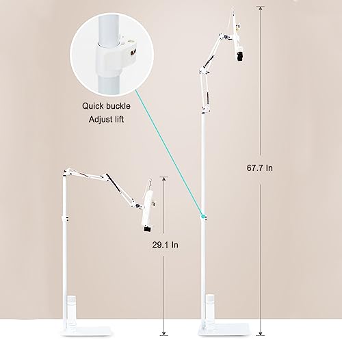 Ergonomiczny stojak do czytania, regulowany, teleskopowy, podłogowy, stojak na książki kucharskie, do kuchni i łóżka, stabilna metalowa półka na tablet do oglądania bez użycia rąk