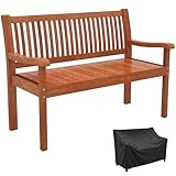 Outsunny Banc de Jardin 2 Places, Banc Extérieur en Bois avec Housse Imperméable, Siège de Jardin avec Dossier Ergonomique, Mobilier pour Terrasse, Balcon, Porch, Marron Clair