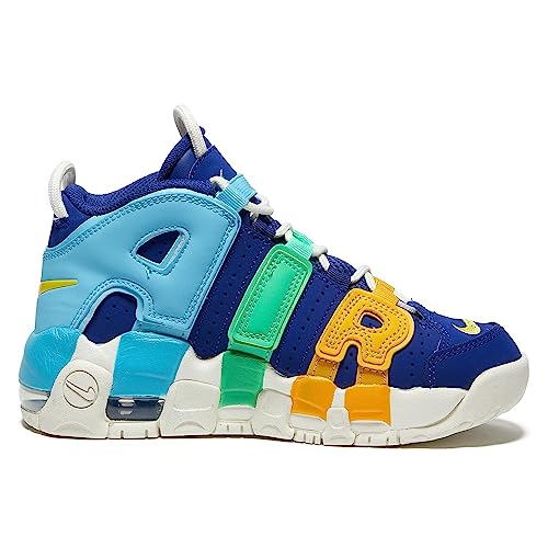 Royal Blue & Yellow Nike Air More Uptempo Kids Basketball Shoes2