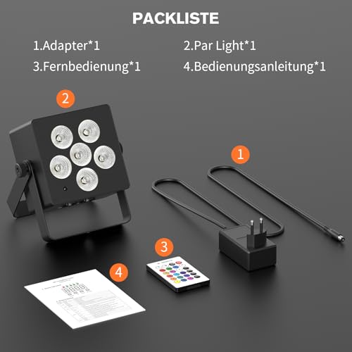 Starlitflow 2PCS 50W APP Par LED Batterie, RGBWA UV Lumiere de Scene 5200mAh Rechargeable, Eclairage Scene Support IR Télécommande, 2,4 GHz sans fil, D MX Contrôle pour Mariage Disco Halloween Noël – vue 7