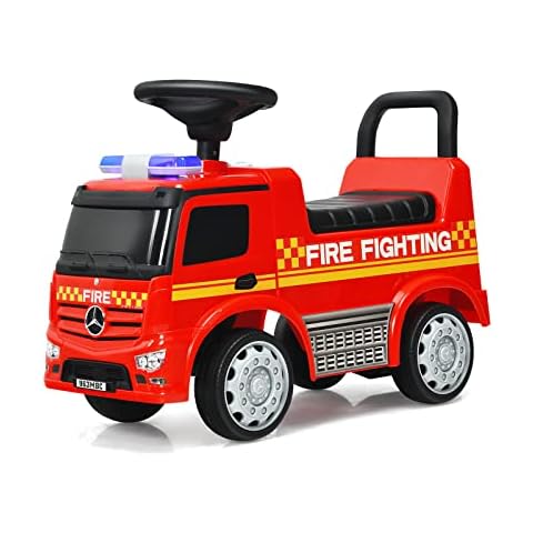 GLACER Ride on Fire Truck, Licensed Mercedes Benz Sliding Walking Car for Toddlers w/Horn, Music, Lights, Under Seat Storage, Foot-to-Floor Ride on Toy for Toddlers Boys & Girls Cover