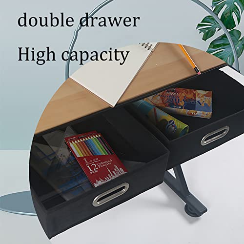 Adjustable Drawing Table with Stool, Tiltable Tabletop, Height Adjustable, Underdesk Storage, 2 Drawers, Study, Drafting