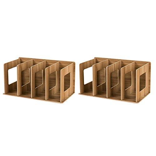 Lot de 2 supports de rangement en bois pour CD - DVD - Livres - Anna Shop, Bois, Couleur bois de cerisier., 30.5*15*17cm