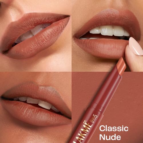 Image of Lakme 9 to 5 Forever Matte Lip Crayon, Classic Nude, 1.1g, for Smooth and Supple Lips, with Vitamin C, Matte Finish, 8 Hr Hydration, Long Lasting all day comfort, Retractable Crayon