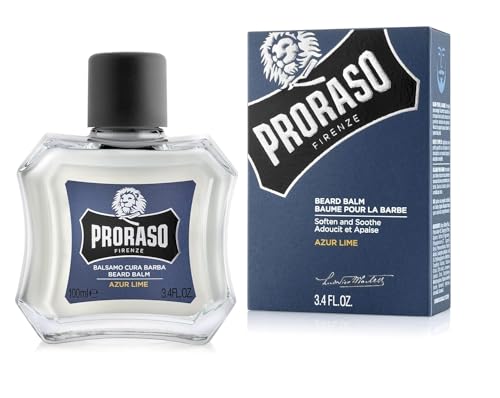 Proraso Bálsamo barba, Azur Lime, 100 ml, bálsamo barba hombre suavizante anti irritaciones, bálsamo para cuidado facial hombre con aroma amaderado