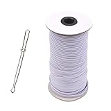 KLOUD City 70-Yards Length 1/4'' Width Braided Elastic Cord, Elastic Band, Elastic Rope, Bungee Plus Easy Pull Bodkin Threader Tweezer with Teeth