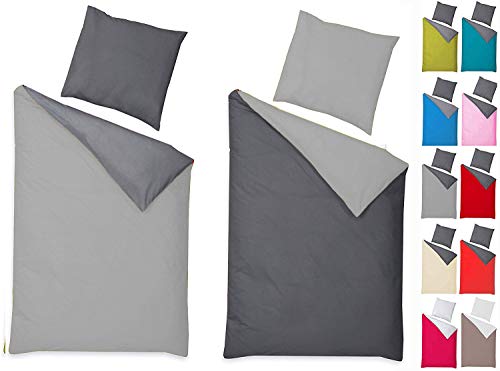 NATURA WALK Naturawalk Renforcé Bettwäsche aus 100% Bio Baumwolle mit Reissverschluss, 135x200 + 80x80 cm, 4 Teilig- (4 TLG. 135x200cm, 80x80 cm, Anthrazit / Grey) Cover