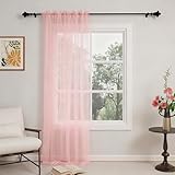 GFCC Cortinas Translucidas Salon 1 Piezas Visillos Rosa Dormitorio para Ventanas...