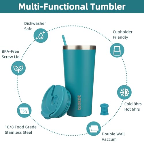 Image of BJPKPK 22 oz Coffee Tumbler with Straw, Insulated Stainless Steel Cup