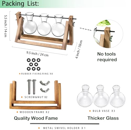 Propagation Station, Plants Terrarium, Plants Lover Gifts for Women,Plant Cutting Holder Home décor,Gifts for Women,House Warming New Home-3 Bulbs