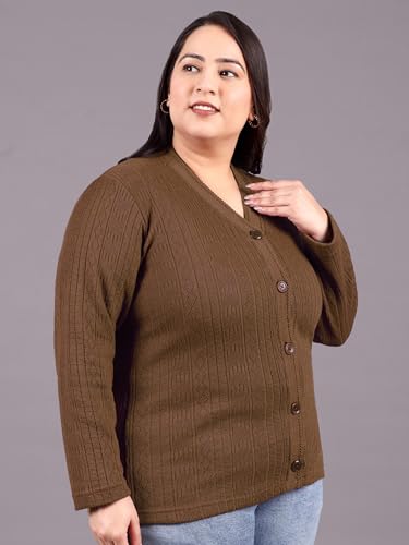 Image of HIFZAA Plus Size Sweater for Womens Woolen Full Sleeve Cardigan 3XL 4XL 5XL 6XL