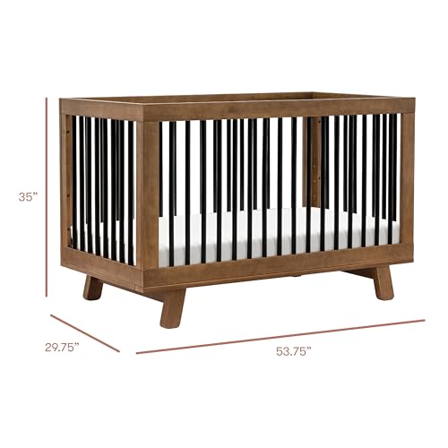 Babyletto Hudson 3-in-1 Convertible Crib with Toddler Bed Conversion Kit in Natural Walnut/Black, Greenguard Gold Certified - Thumbnail 4