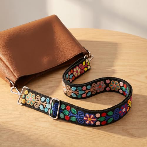 Image of Crochet Flower Purse Strap,Knit Wide Replacement Crossbody for Shoulder Strap Bag Adjustable 2inch Guitar Strap