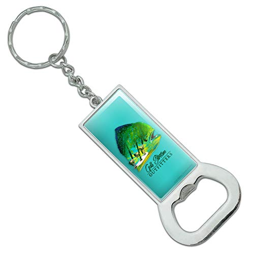 Gulf Stream Outfitters Mahi Mahi Ocean Fishing Keychain Rectangle Chrome