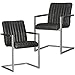 Produktbild KS-Furniture 2er Set Esszimmerstühle Magnus Retro Design Schwarz Mikrovelour | Vintage Küchenstühle 55 x 86 x 50 cm mit Armlehnen | Freischwinger Wildlederoptik Meetingstühle