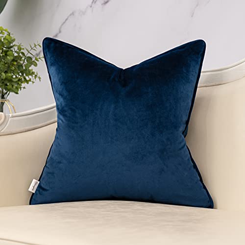 Yangest Navy Blue Decorative Velvet Throw Pillow Cover Striped Patchwork Cushion Case Modern 18X18 Inch Pillowcase For Sofa Couch Bedroom Living Room Home Decor #TOP1