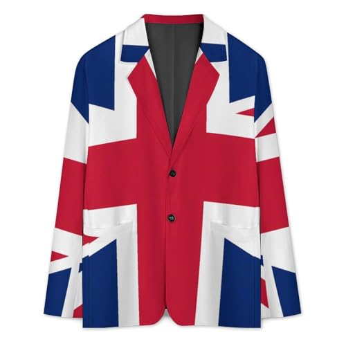 Flag of The United Kingdom Mens Suit Jacket Lapel Blazers V Neck Button Business Coat Tuxedo for Wedding Party3