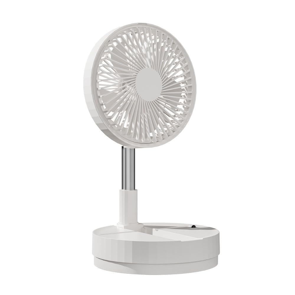 wonderlamp - Ventilador de Mesa Plegable Bensa, Altura Regulable 38–80 cm, Oscilante, 4 Velocidades, Mando a Distancia y Batería Recargable, Ventilador Portátil para Hogar