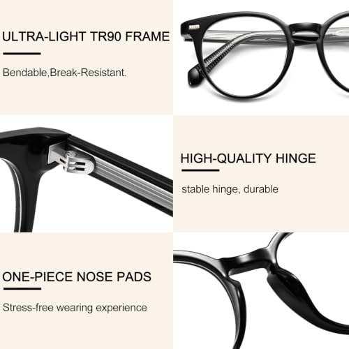 Image of Dollger Women Round Blue Light Blocking Glasses Men Retro Computer Gaming Eyeglasses Anti-Eyestrain