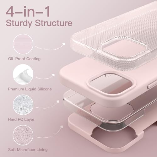 JETech Funda de Silicona para iPhone 13 6,1 Pulgadas, Funda Protectora de Cuerpo Completo con Tacto Suave y Sedoso, Cubierta a Prueba de Golpes con Forro de Microfibra (Rosado) - Imagen 4