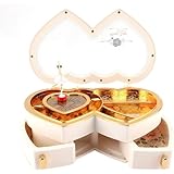 Diggly 回転するバレリーナオルゴール、小さな女の子向け音楽ジュエリーボックス、ホームジュエリー収納、ガールズギフト用デコレーション (white)