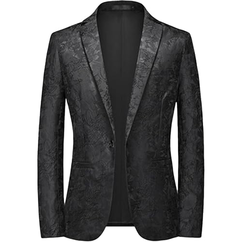 Men's Floral Jacquard Suit Jacket One Button Stylish Print Tux Blazer Notched Lapel Wedding Dinner Dress Tuxedo