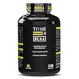 Time 4 BCAA - 240 Capsules High Strength Branched Chain Amino Acids Made by Fermentation Process - Muscle Growth, Tissue Repairing & Energy Production Vegan BCAA Capsules Not BCAA Amino Acids Tablets