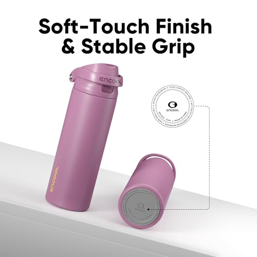 Image of ENCOOL Leakproof Insulated Water Bottle with Straw Dual-Sip Water Bottle Bag-Safe Design for Work, Commute & Gym - Keeps Drinks Cold All Day, 32 oz, Mountbatten Pink