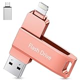 Lncnnk certificación MFi 512 GB Memoria USB 3.0 para iPhone, Lightning Pen Drive 3 en 1, Photostick Llave USB Tipo C USB C de Memoria de Copia de Seguridad, para iPhone iPad Android Mac PC, Rosa