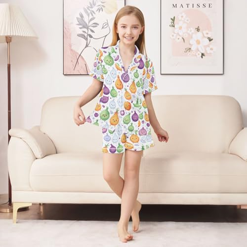 senya Colorful Fig Satin Summer Pajama Sets Silk Short Sleeve Button Down Sleepwear4
