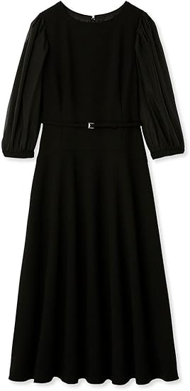 Amazon.co.jp: [セルフォード] ベルト付きシアースリーブワンピース  