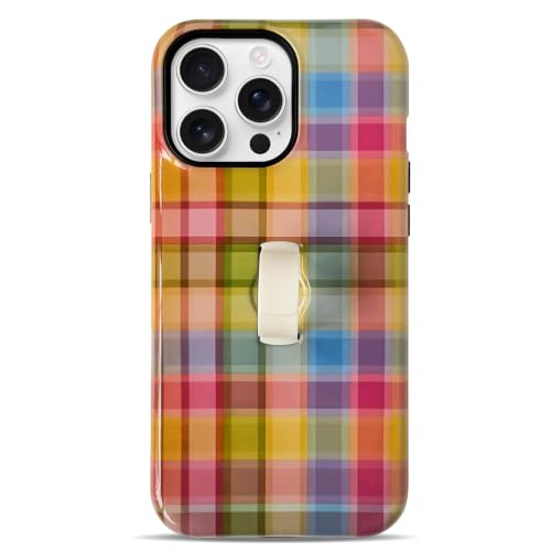 NITITOP for iPhone 14 Pro Max Case with Strap Cute Checkerboard - Colorful