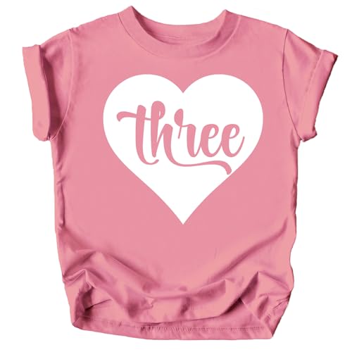 Third Birthday Shirt for Girls Three in Heart 3rd Birthday Outfit for Toddler Girls
