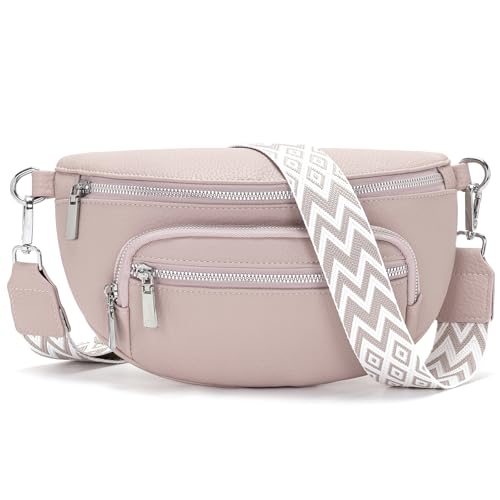 Sasrymnl kleine bauchtasche damen Hellrosa umhängetasche damen klein gürteltasche Veganes Leder handtasche crossbody bag