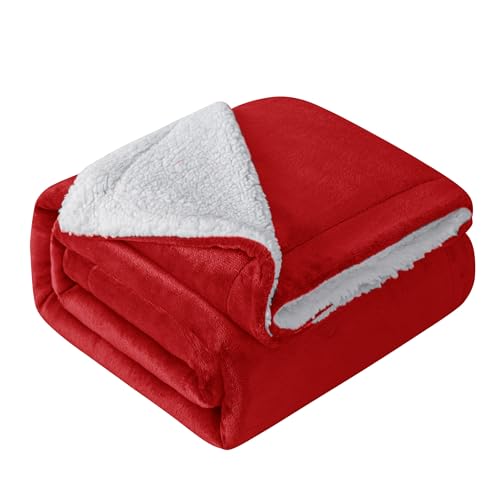 Mixibaby Hochwertige Wohndecken Kuscheldecken, extra Dicke warm Sofadecke/Couchdecke, Größe:150 cm x 200 cm, Farbe:Rot