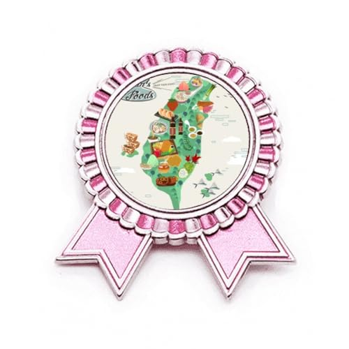 Award Medal Taiwan Foods Map China HY Coffee Badge Broche Rose M
