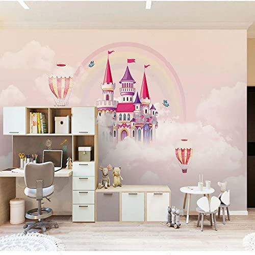 Frtmsticker Fotomurales Decorativos Pared 3D Rosa Castillo Arcoiris Fotomurales 3D Foto-Mural Papel Pintado Impermeable De...
