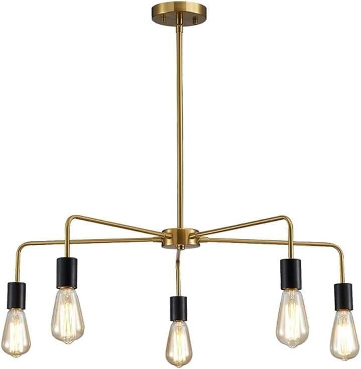 Lustre industriel 5 lumières noir vintage E27 suspension salon moderne