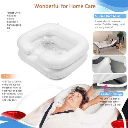 Goping Großes Aufblasbares Haarwaschbecken mit Nackenpassform Bewegliches Kopfkissen Shampoo-Becken für ältere Behinderte Schwangere Verletzte Bettlägerige