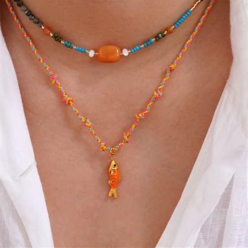 Collier pendentif poisson et chaîne en acier résistant de qualité