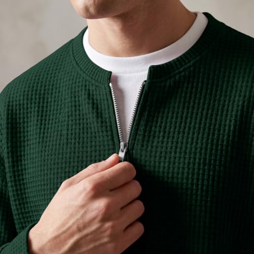 Waffle Shirts for Men Long Sleeve Quarter Zip Fall Y2k Casual Layered Shirt - image 2
