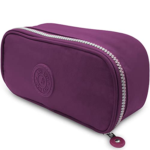 Estojo Escolar Feminino Masculino Grande Ziper Resistente Papelaria Fofa Infantil Lápis Canteas Marcadores Lapiseiras Borrachas Apontadores (Roxo)