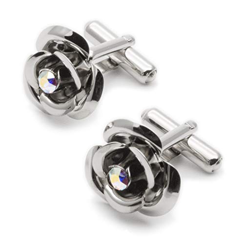 AMANOGAWA カフス カフスボタン バラ 花 カフリンクス カフスリンクス メンズ スワロフスキー 結婚式 シルバー