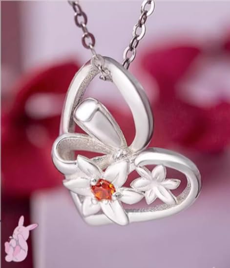 MEIFNG Link Click Anime Necklace,Lu Guang Cheng Xiaoshi Cosplay Qiaoling Costume Accessories (Red)