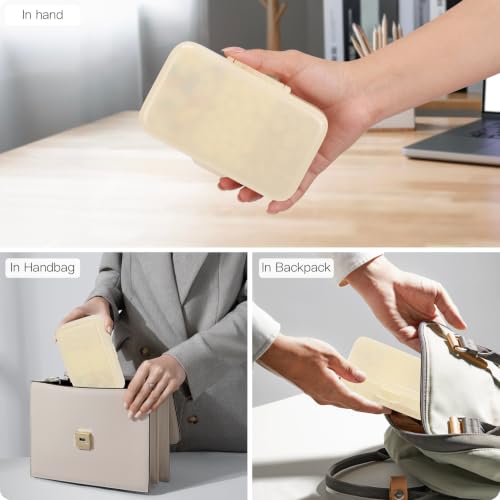 Image of FYY Travel Pill Organizer, Large Weekly Medicine Pill Organizer-Beige
