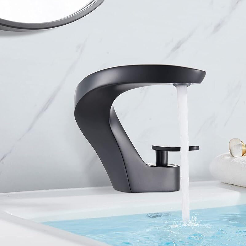 Mitigeur lavabo eau chaude et froide à bec courbe ergonomique